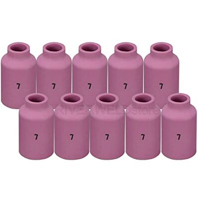 RIVERWELD TIG Lente de gás bocal de alumina canecas de cerâmica (No.7 D11,0 x 42 mm) para WP 17 18 26 TIG tocha de soldagem, embalagem de 10 RIVERWELD TIG Lente de gás bocal de alumina canecas de cerâmica (No.7 D11,0 x 42 mm) para WP 17 18 26 TIG tocha de soldagem, embalagem de 10