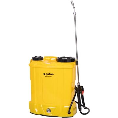 Cofan Pulverizador de costas elétrico, sulfatador profissional de 12 litros, bateria de lítio de 12 V, lança de aço inoxidável, 4 bicos incluídos, amarelo, 16 litros, spray de costas) Cofan Pulverizador de costas elétrico, sulfatador profissional de 12 litros, bateria de lítio de 12 V, lança de aço inoxidável, 4 bicos incluídos, amarelo, 16 litros, spray de costas)