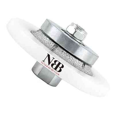 NBB Fresas de diamante para chanfros de corte Roda perfiladora de diamante com guia coberta maior e broca M14 para perfilar porcelana, azulejo, cerâmica, granito, mármore, pedra (Half-Bullnose B5) NBB Fresas de diamante para chanfros de corte Roda perfiladora de diamante com guia coberta maior e broca M14 para perfilar porcelana, azulejo, cerâmica, granito, mármore, pedra (Half-Bullnose B5)