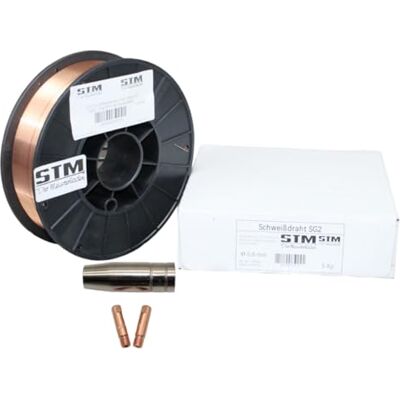 STM Der Meisterladen SG2 Fio de soldagem, com gás protetor, rolo de 5 kg, diâmetro: 0,8 mm, processo de soldagem: MIG/MAG, fio de aço STM Der Meisterladen SG2 Fio de soldagem, com gás protetor, rolo de 5 kg, diâmetro: 0,8 mm, processo de soldagem: MIG/MAG, fio de aço