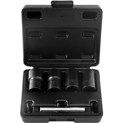CCLIFE Conjunto de extrator de parafusos de 1/2 polegadas, 17-22 mm Extrator de 5 peças para desaparafusar porcas fixas nos tamanhos 17, 19, 21, 22 mm CCLIFE Conjunto de extrator de parafusos de 1/2 polegadas, 17-22 mm Extrator de 5 peças para desaparafusar porcas fixas nos tamanhos 17, 19, 21, 22 mm