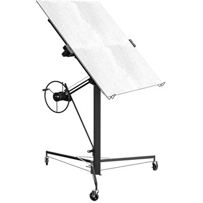 TEENO Elevador placas de gesso , prancha profissional, ferramentas de placa, plataforma elevadora, máquina de placa, cavalete extensível, altura de trabalho ajustável de 140 a 325 cm, carga 68 kg, preto TEENO Elevador placas de gesso , prancha profissional, ferramentas de placa, plataforma elevadora, máquina de placa, cavalete extensível, altura de trabalho ajustável de 140 a 325 cm, carga 68 kg, preto