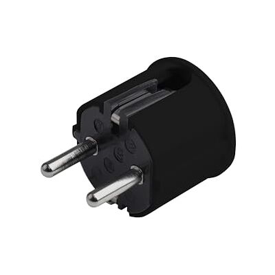 Meister Conector de proteção de contacto, plástico, preto, 250 V 16 A, secção transversal máxima do cabo de 2,5 mm² IP20 entrada lateral/tomada Schuko com alívio de tensão/ Meister Conector de proteção de contacto, plástico, preto, 250 V 16 A, secção transversal máxima do cabo de 2,5 mm² IP20 entrada lateral/tomada Schuko com alívio de tensão/