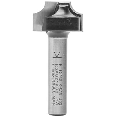 ENT Morango para quarto de círculo, em carboneto, haste (S) de 8 mm, diâmetro (D) de 21 mm, NL 12 mm, R 5 mm, SL 32 mm ENT Morango para quarto de círculo, em carboneto, haste (S) de 8 mm, diâmetro (D) de 21 mm, NL 12 mm, R 5 mm, SL 32 mm