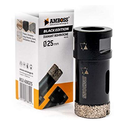 Amboss Werkzeuge Amboss Coroa de perfuração de diamante de 25 mm (M14) para rebarbadora, adequada para grés porcelânicos, azulejos duros, granito, etc. Amboss Werkzeuge Amboss Coroa de perfuração de diamante de 25 mm (M14) para rebarbadora, adequada para grés porcelânicos, azulejos duros, granito, etc.