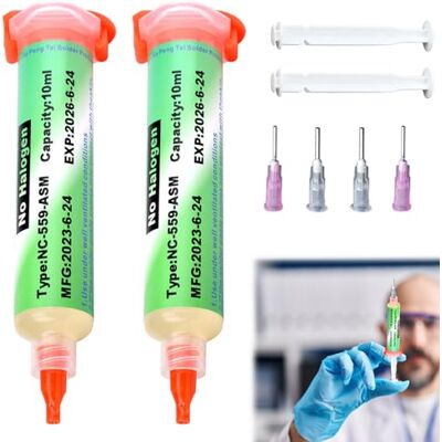 DGUSO Seringa fluxo de soldagem 2 peças Flux para soldar estanho pasta para soldar estanho Flux sem chumbo pasta de solda de seringa Flux para SMD PCB BGA soldagem eletrónica 10 ml DGUSO Seringa fluxo de soldagem 2 peças Flux para soldar estanho pasta para soldar estanho Flux sem chumbo pasta de solda de seringa Flux para SMD PCB BGA soldagem eletrónica 10 ml