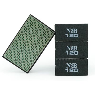 NBB Almofada de diamante à mão para lixar ou polir, bloco de diamante de lixar/polido com encosto de esponja flexível para moer pedra granito cerâmica azulejo vidro madeira metal (4, 120#) NBB Almofada de diamante à mão para lixar ou polir, bloco de diamante de lixar/polido com encosto de esponja flexível para moer pedra granito cerâmica azulejo vidro madeira metal (4, 120#)