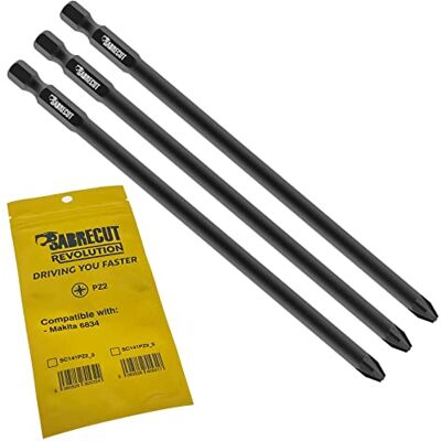 SabreCut 3 x 141 mm PZ2 compatível com Makita 6834 P-66282 Chave de fenda para painéis de gesso intercalado com alimentação automática broca para pistola SabreCut 3 x 141 mm PZ2 compatível com Makita 6834 P-66282 Chave de fenda para painéis de gesso intercalado com alimentação automática broca para pistola