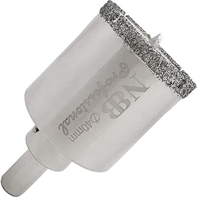 NBB Brocas de diamante com haste triangular, coroa de diamante, perfuração húmida em mármore, pedra de luxo, cerâmica, granito, azulejo, vidro, tec. Galvanizado, em furos de cabo ou sem cabo (40 mm) NBB Brocas de diamante com haste triangular, coroa de diamante, perfuração húmida em mármore, pedra de luxo, cerâmica, granito, azulejo, vidro, tec. Galvanizado, em furos de cabo ou sem cabo (40 mm)