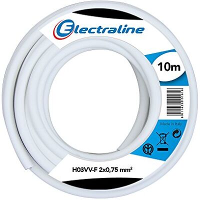 Electraline H03VV-F 2X0,75 MT 10 Branco - Cabo Electraline H03VV-F 2X0,75 MT 10 Branco - Cabo