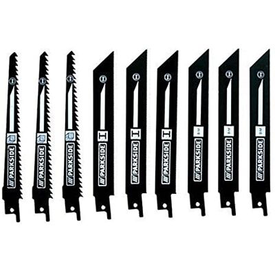 Parkside Lidl IAN 104447 Conjunto de 9 lâminas de serra sabre para serra sabre PSSA 18 A1 (3 madeira, 3 metal, 3 bimetálicos) Parkside Lidl IAN 104447 Conjunto de 9 lâminas de serra sabre para serra sabre PSSA 18 A1 (3 madeira, 3 metal, 3 bimetálicos)