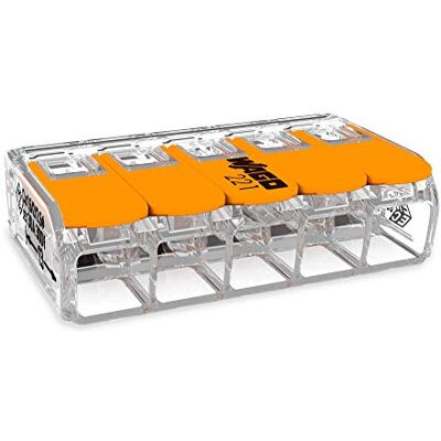 WAGO 10 unidades 221-415 terminal de conexão de 5 fios com alavanca 0,2-4 qmm design pequeno, transparente WAGO 10 unidades 221-415 terminal de conexão de 5 fios com alavanca 0,2-4 qmm design pequeno, transparente