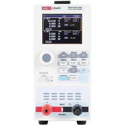 Uni-T UTL8200 Series Compact DC carga 150 V voltagem 20 A/40A corrente 200 W/400 W potência total 1 mV/1 mA resolução RS232 conectividade (UTL8211) Uni-T UTL8200 Series Compact DC carga 150 V voltagem 20 A/40A corrente 200 W/400 W potência total 1 mV/1 mA resolução RS232 conectividade (UTL8211)