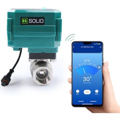 U.S. Solid Válvula de esfera motorizada inteligente WiFi de 1 polegada, controlo remoto móvel de aço inoxidável, válvula de esfera elétrica com interruptor manual, conexão USB de 5 V CC, rosca G U.S. Solid Válvula de esfera motorizada inteligente WiFi de 1 polegada, controlo remoto móvel de aço inoxidável, válvula de esfera elétrica com interruptor manual, conexão USB de 5 V CC, rosca G