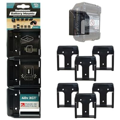 StealthMounts Suportes de bateria para Makita XGT Suporte de bateria sem fios para ferramentas elétricas Makita de 40 V pacote de 6 Organizadores de pilhas pretos para Makita StealthMounts Suportes de bateria para Makita XGT Suporte de bateria sem fios para ferramentas elétricas Makita de 40 V pacote de 6 Organizadores de pilhas pretos para Makita