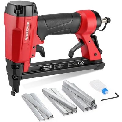 WORKPRO Grapadora Neumática con 1500 Grapas Tipo 80 6-16mm Pistola de lavagem pneumática para bricolagem, decoração, tapeçaria, parede e projetos de madeira WORKPRO Grapadora Neumática con 1500 Grapas Tipo 80 6-16mm Pistola de lavagem pneumática para bricolagem, decoração, tapeçaria, parede e projetos de madeira