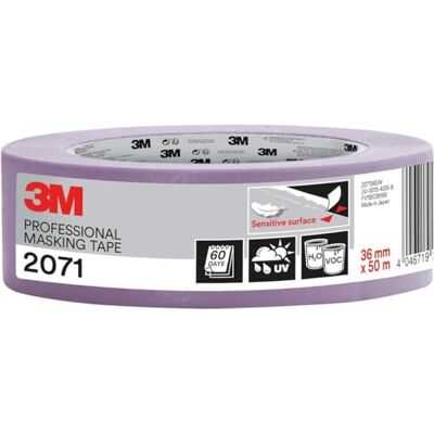 3M Pro Fita de mascarar profissional 2071 para superfícies delicadas, 1 rolo, 36 mm x 50 m Estável a raios UV, resistente à água, para pintura e decoração interior e exterior 3M Pro Fita de mascarar profissional 2071 para superfícies delicadas, 1 rolo, 36 mm x 50 m Estável a raios UV, resistente à água, para pintura e decoração interior e exterior