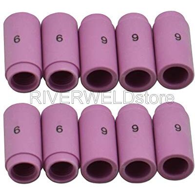 RIVERWELD TIG Bocal de alumina capa canecas de cerâmica No.6 9,5 x 30 mm ajuste SR WP 9 20 25 acessórios de tocha de soldagem TIG 10pk RIVERWELD TIG Bocal de alumina capa canecas de cerâmica No.6 9,5 x 30 mm ajuste SR WP 9 20 25 acessórios de tocha de soldagem TIG 10pk