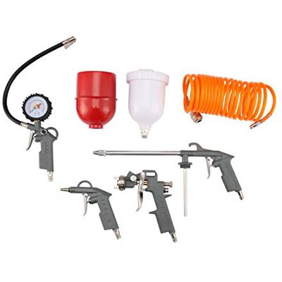ORAZIO Kit de 5 Peças de Acessórios para Compressor de Ar Pistola Pulverizadora de Pintura + Pistola de Sopro + Inflador de Pneus + Pistola de Cera + Mangueira de 5m ORAZIO Kit de 5 Peças de Acessórios para Compressor de Ar Pistola Pulverizadora de Pintura + Pistola de Sopro + Inflador de Pneus + Pistola de Cera + Mangueira de 5m