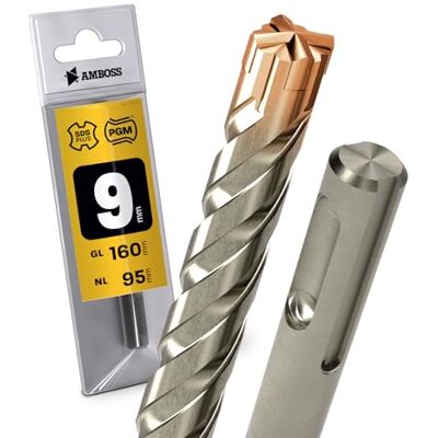 Amboss Werkzeuge SDS Plus Broca para martelo de perfuração, 4 unidades, PGM, diâmetro 9,0 mm x 95 mm, AMBOSS SDS Crusher 4 Broca HM para betão, carboneto duro, broca profissional, 9,0 mm x 95 mm, broca para pedra Amboss Werkzeuge SDS Plus Broca para martelo de perfuração, 4 unidades, PGM, diâmetro 9,0 mm x 95 mm, AMBOSS SDS Crusher 4 Broca HM para betão, carboneto duro, broca profissional, 9,0 mm x 95 mm, broca para pedra