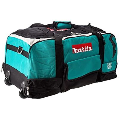 Makita Bolsa de ferramentas acolchoada de 66 cm, azul, resistente, com vários bolsos e rodas com alça telescópica Makita Bolsa de ferramentas acolchoada de 66 cm, azul, resistente, com vários bolsos e rodas com alça telescópica