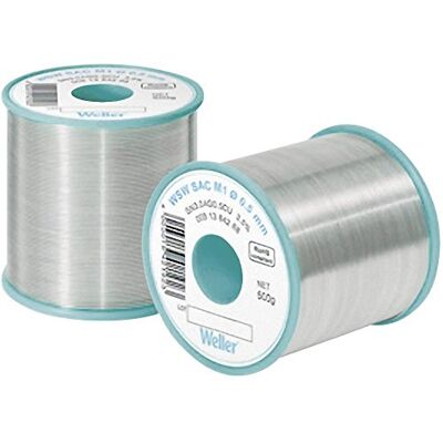 Weller WSW SAC M1 () Fio de soldagem sem chumbo, Ø 0,5 mm, liga Sn96,5Ag3.0Cu0.5, conteúdo de base 3,5%, 500 g Weller WSW SAC M1 () Fio de soldagem sem chumbo, Ø 0,5 mm, liga Sn96,5Ag3.0Cu0.5, conteúdo de base 3,5%, 500 g