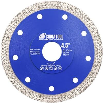 SHDIATOOL Disco de corte de diamante 115 mm com X malha turbo lâmina de serra para porcelana azulejos cerâmica mármore SHDIATOOL Disco de corte de diamante 115 mm com X malha turbo lâmina de serra para porcelana azulejos cerâmica mármore