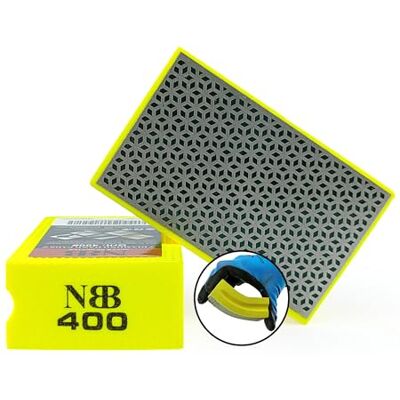 NBB Almofada de diamante à mão para lixar ou polir, bloco de diamante de lixar/polimento com suporte de esponja flexível para moer pedra granito cerâmica azulejo vidro madeira metal (1, 400#) NBB Almofada de diamante à mão para lixar ou polir, bloco de diamante de lixar/polimento com suporte de esponja flexível para moer pedra granito cerâmica azulejo vidro madeira metal (1, 400#)