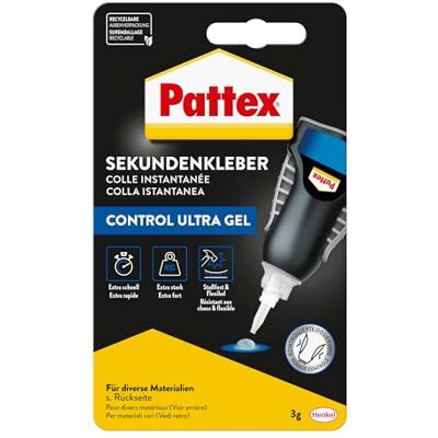 Pattex Ultra Gel Matic cola instantânea, adesivo potente e flexível, 3 g de cola multiusos resistente a choques e à água para papel, madeira, plástico e metal Pattex Ultra Gel Matic cola instantânea, adesivo potente e flexível, 3 g de cola multiusos resistente a choques e à água para papel, madeira, plástico e metal