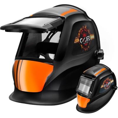 CCLIFE Real Colour Casco de Soldadura automático, Color Negro Tela de soldagem dobrável, capacete de soldagem de aço, TIG/MIG, campo de visão 1/1/2/2, claridade ótica CCLIFE Real Colour Casco de Soldadura automático, Color Negro Tela de soldagem dobrável, capacete de soldagem de aço, TIG/MIG, campo de visão 1/1/2/2, claridade ótica