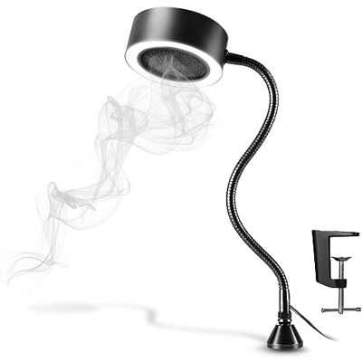 SainSmart Ventilador extrator de fumo portátil com luzes LED, pescoço de cisne de aço inoxidável com memória e suporte de mesa substituível, absorvedor de fumo de solda magnético SainSmart Ventilador extrator de fumo portátil com luzes LED, pescoço de cisne de aço inoxidável com memória e suporte de mesa substituível, absorvedor de fumo de solda magnético