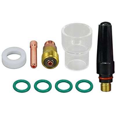 RIVERWELD Corpo de pinça de lente de gás TIG 17GL332 10N24S de 2,4 mm, bicos de quartzo, copo de vidro transparente nº 12, kit para tocha de soldagem TIG DB SR WP 17 18 26, 9 unidades RIVERWELD Corpo de pinça de lente de gás TIG 17GL332 10N24S de 2,4 mm, bicos de quartzo, copo de vidro transparente nº 12, kit para tocha de soldagem TIG DB SR WP 17 18 26, 9 unidades