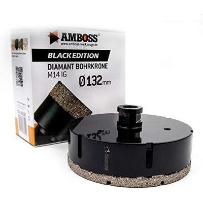 Amboss Werkzeuge Amboss Coroa de perfuração de diamante de 132 mm (M14) para rebarbadora, adequada para grés porcelânicos, azulejos duros, granito, etc. Amboss Werkzeuge Amboss Coroa de perfuração de diamante de 132 mm (M14) para rebarbadora, adequada para grés porcelânicos, azulejos duros, granito, etc.