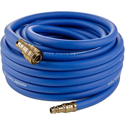 POPPSTAR Mangueira para ar comprimido de 15 m (PVC híbrido com tecido, fagor interior 9,2 mm com acoplamento rápido e conector macho de latão), até 20 bar, azul POPPSTAR Mangueira para ar comprimido de 15 m (PVC híbrido com tecido, fagor interior 9,2 mm com acoplamento rápido e conector macho de latão), até 20 bar, azul