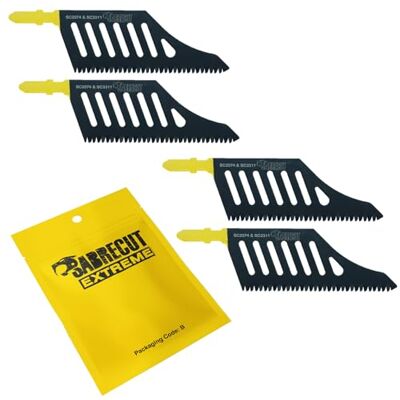 SabreCut 4 lâminas de serra de recortes T Shank HCS Wood Flush Cutting DT2074 compatível com Dewalt, Bosch e muitos outros SabreCut 4 lâminas de serra de recortes T Shank HCS Wood Flush Cutting DT2074 compatível com Dewalt, Bosch e muitos outros