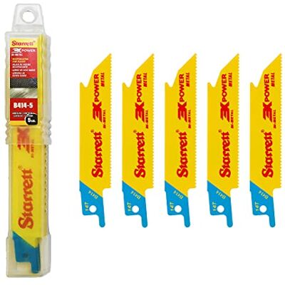 Starrett , 5 Lâminas de serra de sabre bi-metal 3XPOWER, METAL especial, amarelo, 102 mm 14D B414-5 Starrett , 5 Lâminas de serra de sabre bi-metal 3XPOWER, METAL especial, amarelo, 102 mm 14D B414-5