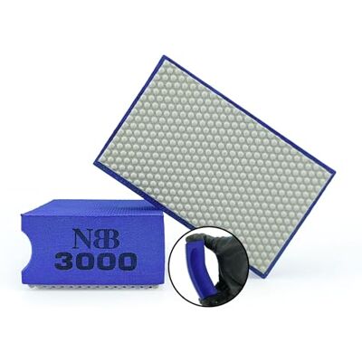 NBB Almofada de diamante à mão para lixar ou polir, bloco de diamante de lixar/polido com suporte de esponja flexível para moer pedra granito cerâmica azulejo vidro madeira metal (1,3000#) NBB Almofada de diamante à mão para lixar ou polir, bloco de diamante de lixar/polido com suporte de esponja flexível para moer pedra granito cerâmica azulejo vidro madeira metal (1,3000#)