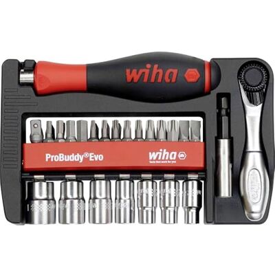Wiha ProBuddy® Evo conjunto pontas e copos de 40 unidades 1/4" I Set ferramentas () Mini carraca 72 dientes I portapuntas magnético I set compacto para pros, bricolaje & ciclistas Wiha ProBuddy® Evo conjunto pontas e copos de 40 unidades 1/4" I Set ferramentas () Mini carraca 72 dientes I portapuntas magnético I set compacto para pros, bricolaje & ciclistas