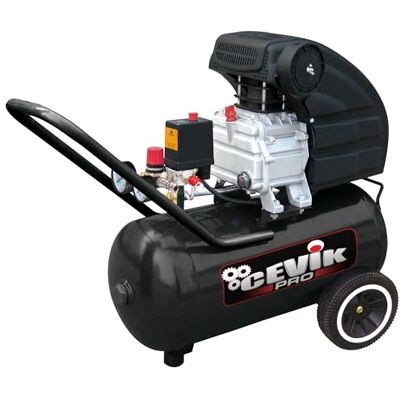 CEVIK PRO Compressor de Ar Portátil Monobloco 94 dB 50 litros 2.5HP Máx 9 Bar 246 l/min Sem Óleo Duas Saídas de Ar Compacto e Portátil Compressor de Pintura e CEVIK PRO Compressor de Ar Portátil Monobloco 94 dB 50 litros 2.5HP Máx 9 Bar 246 l/min Sem Óleo Duas Saídas de Ar Compacto e Portátil Compressor de Pintura e
