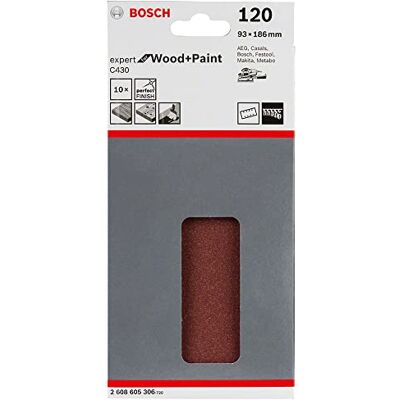 Bosch 2 608 605 306 Conjunto de 10 lâminas de lixar (93 x 186 mm, 120) Bosch 2 608 605 306 Conjunto de 10 lâminas de lixar (93 x 186 mm, 120)