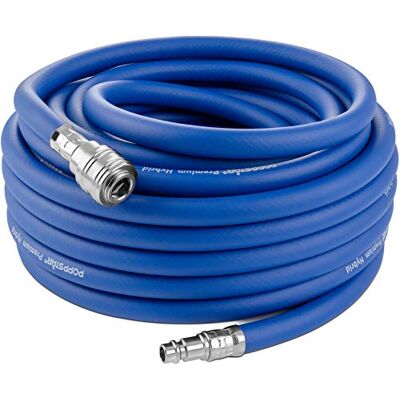POPPSTAR Mangueira para ar comprimido de 15 m (PVC híbrido com tecido, diâmetro interno 9,2 mm com encaixe rápido e conector de mangueira), até 20 bar, azul POPPSTAR Mangueira para ar comprimido de 15 m (PVC híbrido com tecido, diâmetro interno 9,2 mm com encaixe rápido e conector de mangueira), até 20 bar, azul