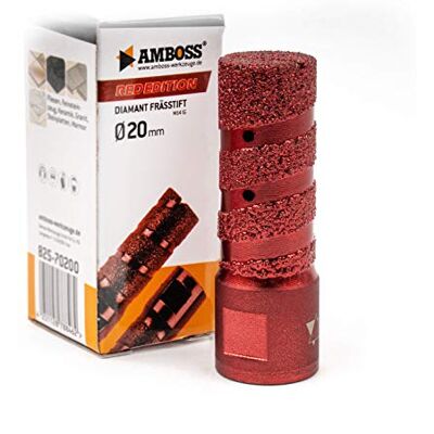 Amboss Werkzeuge Dedo abrasivo de diamante, diâmetro de 20 mm, bigorna Red Edition , para rebarbadora, grés porcelânico, azulejos duros, granito Amboss Werkzeuge Dedo abrasivo de diamante, diâmetro de 20 mm, bigorna Red Edition , para rebarbadora, grés porcelânico, azulejos duros, granito
