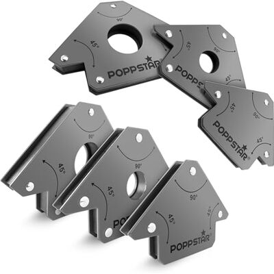 POPPSTAR Esquadra magnética (ângulo de soldagem, força de fixação 2 x 11,3 kg 45/90/135°, 2 x 22,6 kg 45/90/135°, 2 x 34 kg 45/90/135°), conjunto de 6, cinzento POPPSTAR Esquadra magnética (ângulo de soldagem, força de fixação 2 x 11,3 kg 45/90/135°, 2 x 22,6 kg 45/90/135°, 2 x 34 kg 45/90/135°), conjunto de 6, cinzento