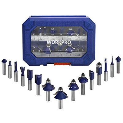 WORKPRO Brocas para fresadora de 15 peças, acessórios para fresadora com haste de 8 mm, brocas de aço de carboneto com caixa portátil, brocas para cantos e ranhuras, fresas para perfurar madeira WORKPRO Brocas para fresadora de 15 peças, acessórios para fresadora com haste de 8 mm, brocas de aço de carboneto com caixa portátil, brocas para cantos e ranhuras, fresas para perfurar madeira