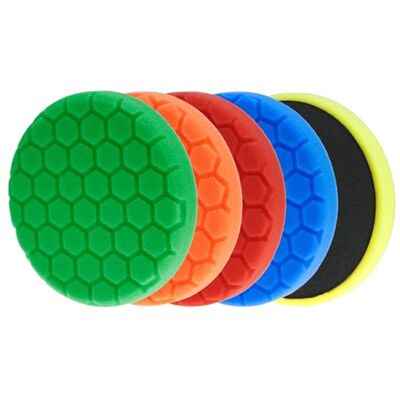 QWORK ® Kit de esponja de polimento para carro, 5 peças 125 mm para polir, prender e selar esmaltes, para usar com máquinas excêntricas QWORK ® Kit de esponja de polimento para carro, 5 peças 125 mm para polir, prender e selar esmaltes, para usar com máquinas excêntricas