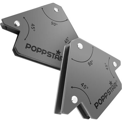 POPPSTAR Esquadra magnética (ângulo de soldagem, força de fixação 11,3 kg 45/90/135°), 2 unidades, cinzento POPPSTAR Esquadra magnética (ângulo de soldagem, força de fixação 11,3 kg 45/90/135°), 2 unidades, cinzento