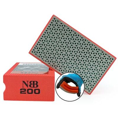 NBB Almofada de diamante à mão para lixar ou polir, bloco de diamante de lixar/polimento com suporte de esponja flexível para moer pedra granito cerâmica azulejo vidro madeira metal (1, 200#) NBB Almofada de diamante à mão para lixar ou polir, bloco de diamante de lixar/polimento com suporte de esponja flexível para moer pedra granito cerâmica azulejo vidro madeira metal (1, 200#)