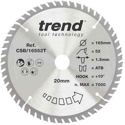 Lâmina de serra circular Trend Lama - Pontas de carbeto de tungstênio - 165mm Lâmina de serra circular Trend Lama - Pontas de carbeto de tungstênio - 165mm