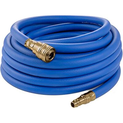 POPPSTAR Mangueira compressor de ar de 10 m (PVC híbrido com tecido, diâmetro interno de 9,2 mm com encaixe rápido e conector de mangueira), até 20 bar, azul POPPSTAR Mangueira compressor de ar de 10 m (PVC híbrido com tecido, diâmetro interno de 9,2 mm com encaixe rápido e conector de mangueira), até 20 bar, azul