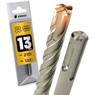 Amboss Werkzeuge SDS Plus Broca para martelo de perfuração, 4 unidades, PGM, diâmetro 13,0 mm x 132 mm, ferramentas AMBOSS SDS Crusher 4 Broca HM para betão, carboneto duro, broca profissional, 13,0 mm x 132 mm, Amboss Werkzeuge SDS Plus Broca para martelo de perfuração, 4 unidades, PGM, diâmetro 13,0 mm x 132 mm, ferramentas AMBOSS SDS Crusher 4 Broca HM para betão, carboneto duro, broca profissional, 13,0 mm x 132 mm,